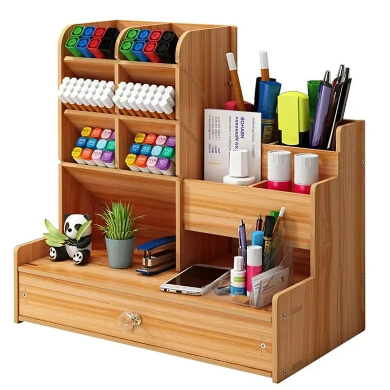 Nalailu Bamboe Bureau Organizer met Lade – Compact & Stijlvol