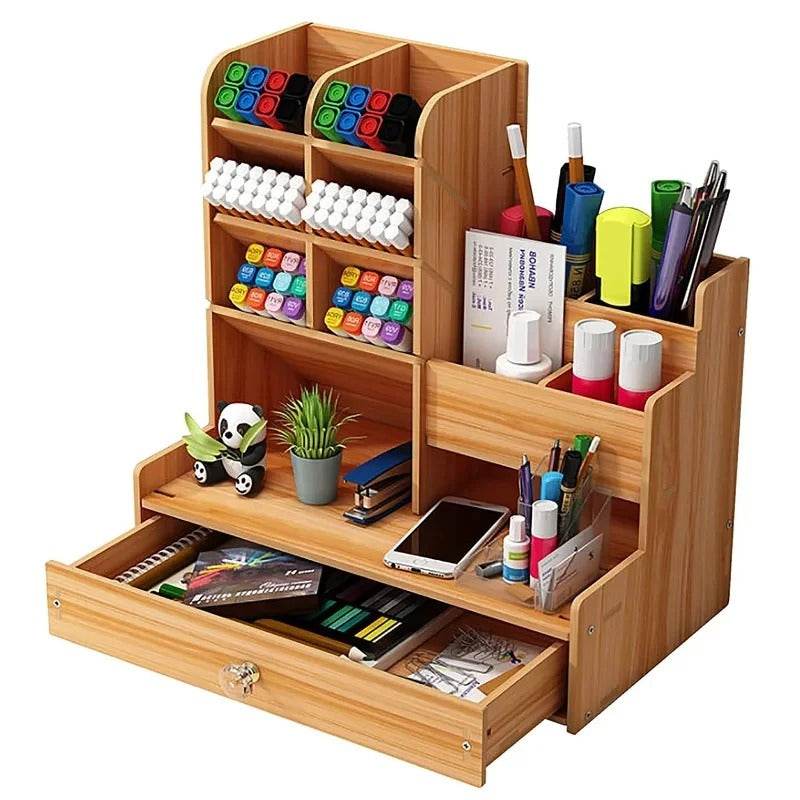 Nalailu Bamboe Bureau Organizer met Lade – Compact & Stijlvol
