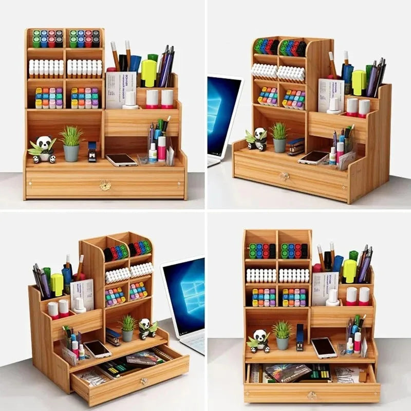 Nalailu Bamboe Bureau Organizer met Lade – Compact & Stijlvol