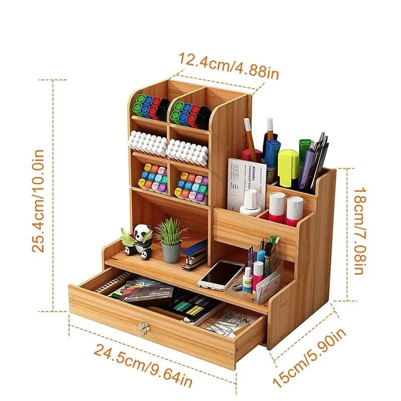 Nalailu Bamboe Bureau Organizer met Lade – Compact & Stijlvol