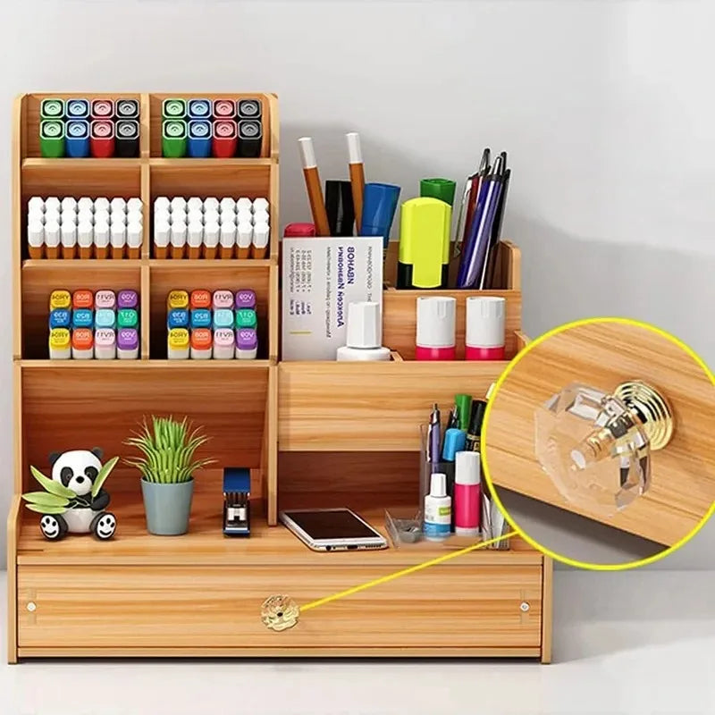 Nalailu Bamboe Bureau Organizer met Lade – Compact & Stijlvol